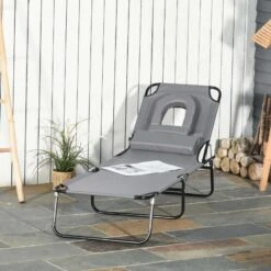 Outsunny Reclining Sun Lounger With Pillow - Grey - 84B-002CG -OUTSUNNY Sales Shop o u outsunny 84b 002cg lifestyle