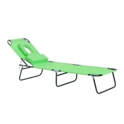 Outsunny Reclining Sun Lounger With Pillow - Green - 84B-002GN 11 Outsunny Reclining Sun Lounger With Pillow - Green - 84B-002GN -OUTSUNNY Sales Shop o u outsunny 84b 002gn 1