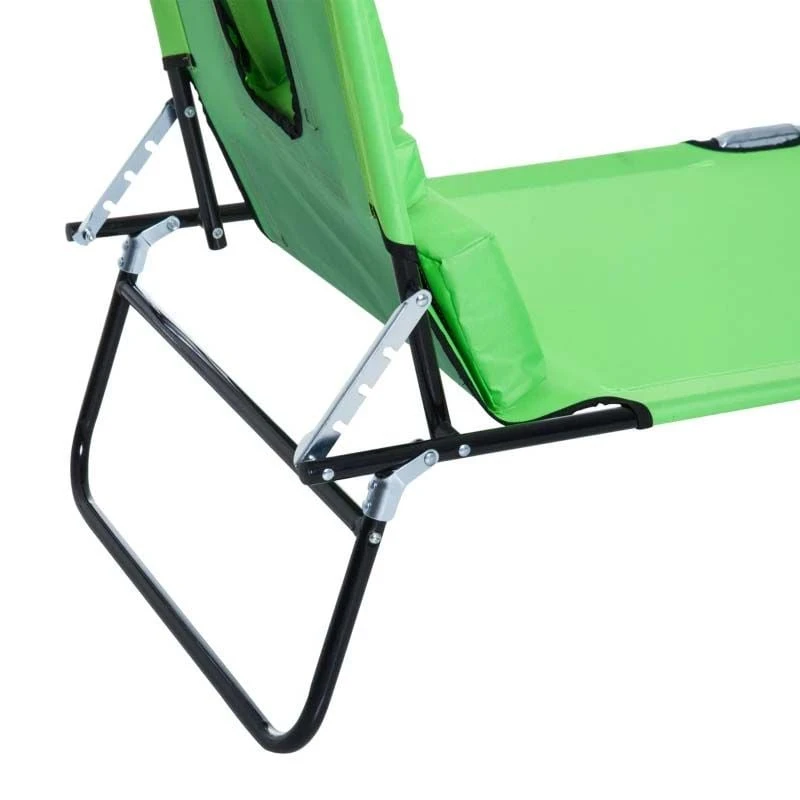 Outsunny Reclining Sun Lounger With Pillow - Green - 84B-002GN 8 Outsunny Reclining Sun Lounger With Pillow - Green - 84B-002GN - Image 8