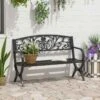 Outsunny Powder Coated Steel Garden Bench 1270x600x850mm - Black - 84B-009 -OUTSUNNY Sales Shop o u outsunny 84b 009