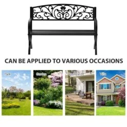 Outsunny Powder Coated Steel Garden Bench 1270x600x850mm - Black - 84B-009 -OUTSUNNY Sales Shop o u outsunny 84b 009 4