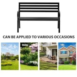 Outsunny 2 Seater Metal Garden Bench - Black - 84B-010 -OUTSUNNY Sales Shop o u outsunny 84b 010 4