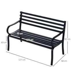 Outsunny 2 Seater Metal Garden Bench - Black - 84B-010 -OUTSUNNY Sales Shop o u outsunny 84b 010 dimensions