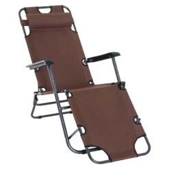 Outsunny Reclining Sun Lounger With Pillow - Brown - 84B-043BN -OUTSUNNY Sales Shop o u outsunny 84b 043bn 1
