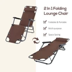 Outsunny Reclining Sun Lounger With Pillow - Brown - 84B-043BN -OUTSUNNY Sales Shop o u outsunny 84b 043bn 2