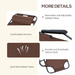 Outsunny Reclining Sun Lounger With Pillow - Brown - 84B-043BN -OUTSUNNY Sales Shop o u outsunny 84b 043bn 4