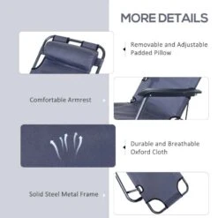 Outsunny Reclining Sun Lounger With Pillow - Grey - 84B-043GY 14 Outsunny Reclining Sun Lounger With Pillow - Grey - 84B-043GY -OUTSUNNY Sales Shop o u outsunny 84b 043gy 4