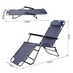 Outsunny Reclining Sun Lounger With Pillow - Grey - 84B-043GY 11 Outsunny Reclining Sun Lounger With Pillow - Grey - 84B-043GY -OUTSUNNY Sales Shop o u outsunny 84b 043gy dimensions