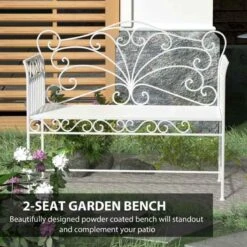 Outsunny Heavy-Duty Garden Bench - White - 84B-077 -OUTSUNNY Sales Shop o u outsunny 84b 077 2