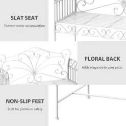 Outsunny Heavy-Duty Garden Bench - White - 84B-077 -OUTSUNNY Sales Shop o u outsunny 84b 077 3