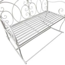 Outsunny Iron Rocking Garden Bench - White - 84B-078 -OUTSUNNY Sales Shop o u outsunny 84b 078 6