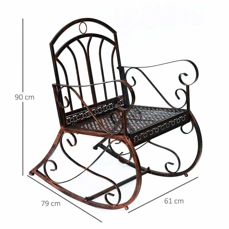 Outsunny Metal Garden Rocking Chair - Bronze - 84B-080 3 Outsunny Metal Garden Rocking Chair - Bronze - 84B-080 - Image 3
