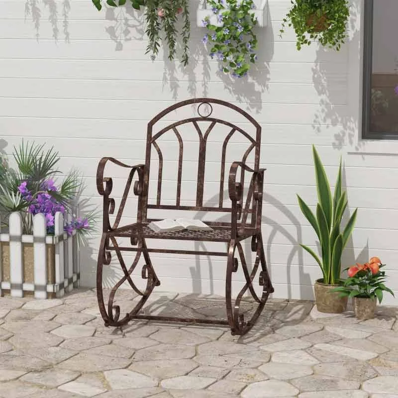 Outsunny Metal Garden Rocking Chair - Bronze - 84B-080 1 Outsunny Metal Garden Rocking Chair - Bronze - 84B-080