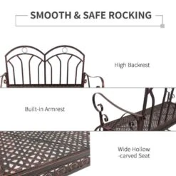 OUTSUNNY Outdoor Iron Rocking Garden Chair - Bronze Red - 84B-081 12 OUTSUNNY Outdoor Iron Rocking Garden Chair - Bronze Red - 84B-081 -OUTSUNNY Sales Shop o u outsunny 84b 081 3