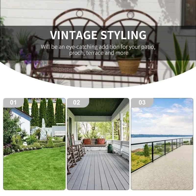 OUTSUNNY Outdoor Iron Rocking Garden Chair - Bronze Red - 84B-081 6 OUTSUNNY Outdoor Iron Rocking Garden Chair - Bronze Red - 84B-081 - Image 6