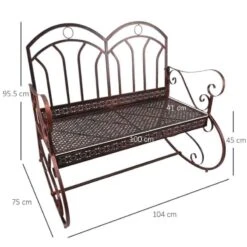 OUTSUNNY Outdoor Iron Rocking Garden Chair - Bronze Red - 84B-081 10 OUTSUNNY Outdoor Iron Rocking Garden Chair - Bronze Red - 84B-081 -OUTSUNNY Sales Shop o u outsunny 84b 081 dimensions