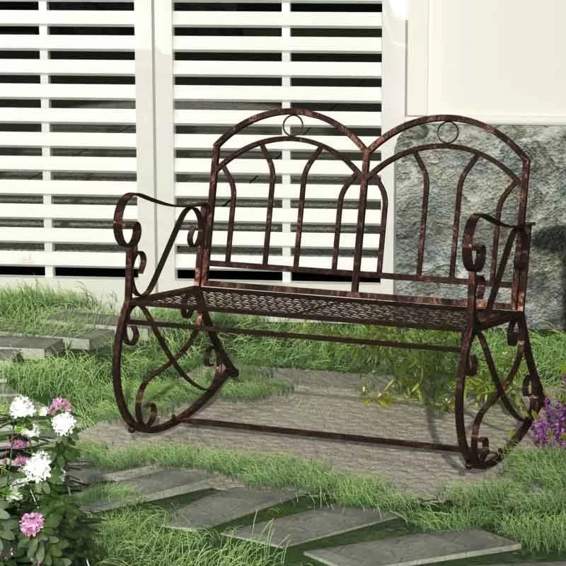 OUTSUNNY Outdoor Iron Rocking Garden Chair - Bronze Red - 84B-081 8 OUTSUNNY Outdoor Iron Rocking Garden Chair - Bronze Red - 84B-081 - Image 8