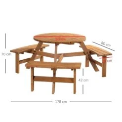 Outsunny 6-Seater Round Garden Picnic Table Set - Fir Wood - 84B-163 12 Outsunny 6-Seater Round Garden Picnic Table Set - Fir Wood - 84B-163 -OUTSUNNY Sales Shop o u outsunny 84b 163 dimensions
