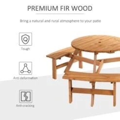 Outsunny 6-Seater Round Garden Picnic Table Set - Fir Wood - 84B-163 13 Outsunny 6-Seater Round Garden Picnic Table Set - Fir Wood - 84B-163 -OUTSUNNY Sales Shop o u outsunny 84b 163 features