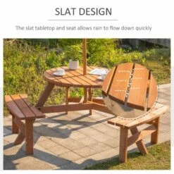 Outsunny 6-Seater Round Garden Picnic Table Set - Fir Wood - 84B-163 17 Outsunny 6-Seater Round Garden Picnic Table Set - Fir Wood - 84B-163 -OUTSUNNY Sales Shop o u outsunny 84b 163 slat