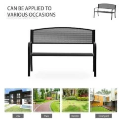 Outsunny 2 Seater Steel Garden Bench - Black - 84B-182BK -OUTSUNNY Sales Shop o u outsunny 84b 182bk 4