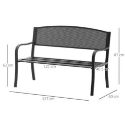 Outsunny 2 Seater Steel Garden Bench - Black - 84B-182BK -OUTSUNNY Sales Shop o u outsunny 84b 182bk dimensions