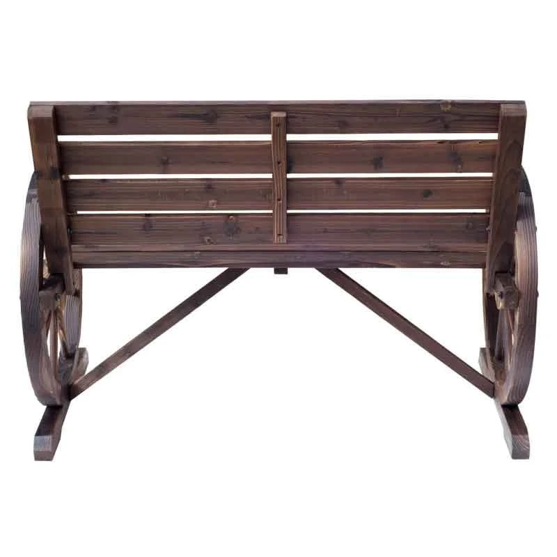 Outsunny Wooden Wagon Wheel 2-seater Garden Bench - Brown - 84B-183 8 Outsunny Wooden Wagon Wheel 2-seater Garden Bench - Brown - 84B-183 - Image 8