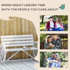 Outsunny Wooden Wagon Wheel 2 Seater Garden Bench-Grey-84B-183CG -OUTSUNNY Sales Shop o u outsunny 84b 183cg 5