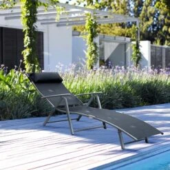 Outsunny Reclining Sun Lounger With Pillow - Black - 84B-184BK 17 Outsunny Reclining Sun Lounger With Pillow - Black - 84B-184BK -OUTSUNNY Sales Shop o u outsunny 84b 184bk lifestyle