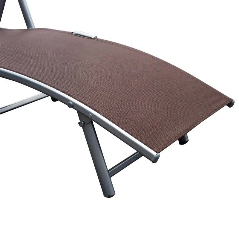 Outsunny Reclining Sun Lounger With Pillow - Brown - 84B-184BN 7 Outsunny Reclining Sun Lounger With Pillow - Brown - 84B-184BN - Image 7