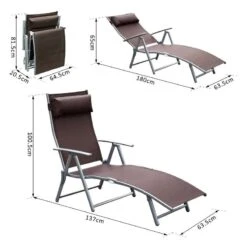Outsunny Reclining Sun Lounger With Pillow - Brown - 84B-184BN 10 Outsunny Reclining Sun Lounger With Pillow - Brown - 84B-184BN -OUTSUNNY Sales Shop o u outsunny 84b 184bn dimensions