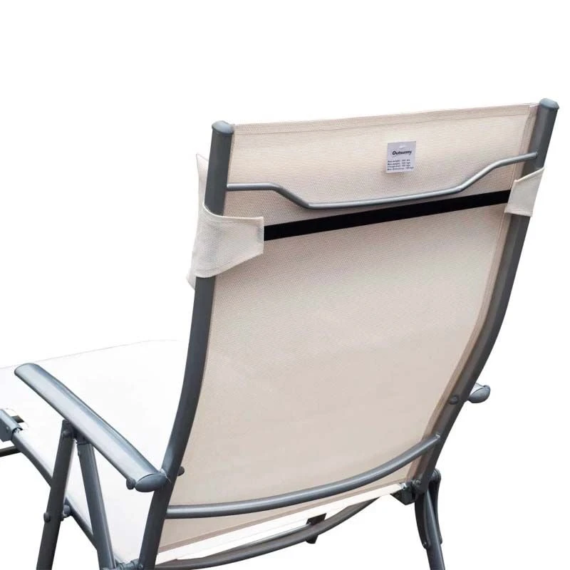 Outsunny Reclining Sun Lounger With Pillow - White - 84B-184CW 8 Outsunny Reclining Sun Lounger With Pillow - White - 84B-184CW - Image 8