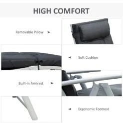 Outsunny Reclining Sun Lounger With Cushion - Black - 84B-184V70BK -OUTSUNNY Sales Shop o u outsunny 84b 184v70bk 3