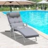 Outsunny Reclining Sun Lounger With Cushion - Grey - 84B-184V70GY