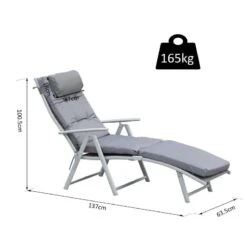 Outsunny Reclining Sun Lounger With Cushion - Grey - 84B-184V70GY -OUTSUNNY Sales Shop o u outsunny 84b 184v70gy dimensions