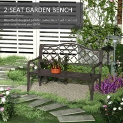 Outsunny 2-Seater Cast Iron Garden Bench - Black - 84B-186 -OUTSUNNY Sales Shop o u outsunny 84b 186 2