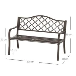 Outsunny 2-Seater Cast Iron Garden Bench - Black - 84B-186 -OUTSUNNY Sales Shop o u outsunny 84b 186 dimensions