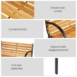 Outsunny Garden Bench 1220x600x800mm - Steel/Wood - 84B-188 14 Outsunny Garden Bench 1220x600x800mm - Steel/Wood - 84B-188 -OUTSUNNY Sales Shop o u outsunny 84b 188 3
