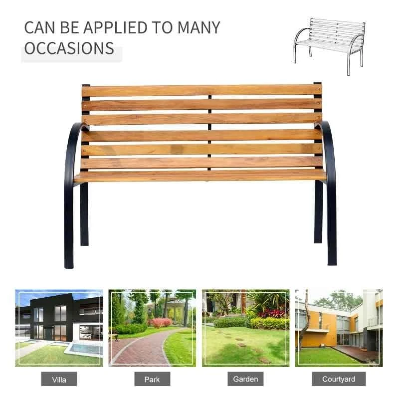 Outsunny Garden Bench 1220x600x800mm - Steel/Wood - 84B-188 6 Outsunny Garden Bench 1220x600x800mm - Steel/Wood - 84B-188 - Image 6