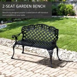 Outsunny Cast Aluminium Garden Bench - Black - 84B - 189 13 Outsunny Cast Aluminium Garden Bench - Black - 84B - 189 -OUTSUNNY Sales Shop o u outsunny 84b 189 2