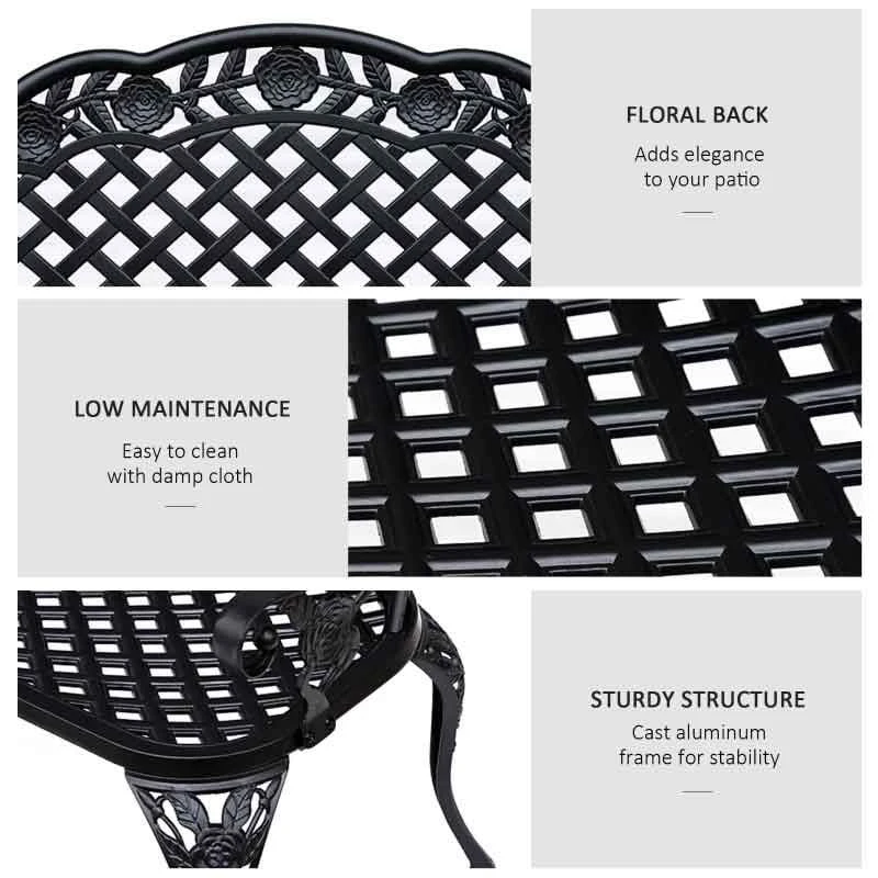 Outsunny Cast Aluminium Garden Bench - Black - 84B - 189 5 Outsunny Cast Aluminium Garden Bench - Black - 84B - 189 - Image 5