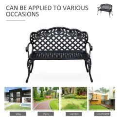 Outsunny Cast Aluminium Garden Bench - Black - 84B - 189 15 Outsunny Cast Aluminium Garden Bench - Black - 84B - 189 -OUTSUNNY Sales Shop o u outsunny 84b 189 4