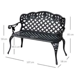 Outsunny Cast Aluminium Garden Bench - Black - 84B - 189 12 Outsunny Cast Aluminium Garden Bench - Black - 84B - 189 -OUTSUNNY Sales Shop o u outsunny 84b 189 dimensions