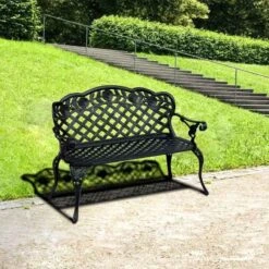 Outsunny Cast Aluminium Garden Bench - Black - 84B - 189 19 Outsunny Cast Aluminium Garden Bench - Black - 84B - 189 -OUTSUNNY Sales Shop o u outsunny 84b 189 lifestyle