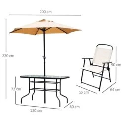 Outsunny 8 Piece Dining Set With 6 Folding Chairs & Umbrella - Beige - 84B-191 12 Outsunny 8 Piece Dining Set With 6 Folding Chairs & Umbrella - Beige - 84B-191 -OUTSUNNY Sales Shop o u outsunny 84b 191 dimensions