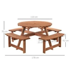 Outsunny 8-Seater Round Garden Picnic Table Set - Fir Wood - 84B-192 -OUTSUNNY Sales Shop o u outsunny 84b 192 dimensions
