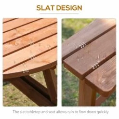 Outsunny 8-Seater Round Garden Picnic Table Set - Fir Wood - 84B-192 -OUTSUNNY Sales Shop o u outsunny 84b 192 slat