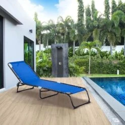 Outsunny Reclining Sun Lounger - Blue - 84B-206