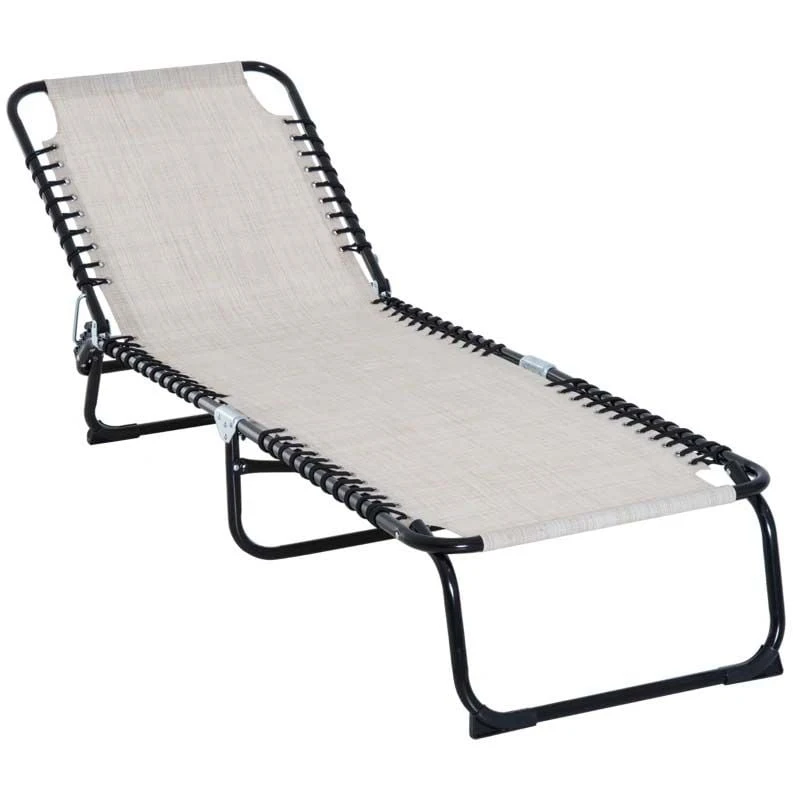 Outsunny Reclining Sun Lounger - White - 84B-206CW 2 Outsunny Reclining Sun Lounger - White - 84B-206CW - Image 2
