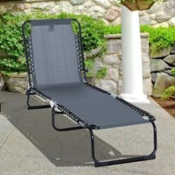 Outsunny Reclining Sun Lounger - Grey - 84B-206GY -OUTSUNNY Sales Shop o u outsunny 84b 206gy lifestyle